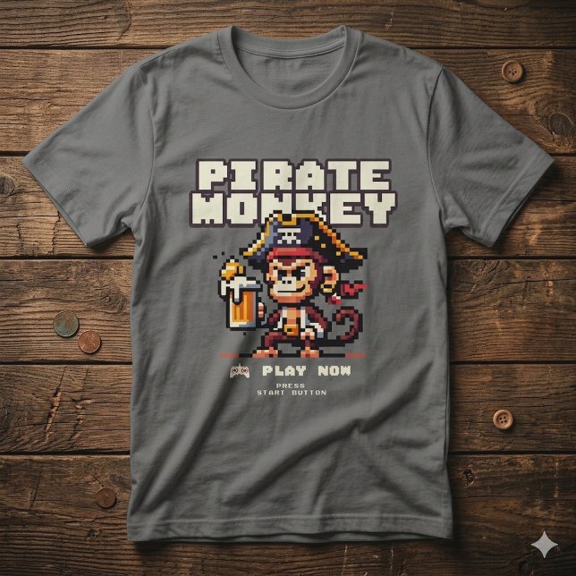 T-Shirt Singe Pirate de Jeu Vidéo Vintage (Créateur téléchargé)