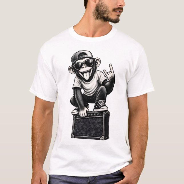 T-shirt Singe Rockstar Cool  (Devant)