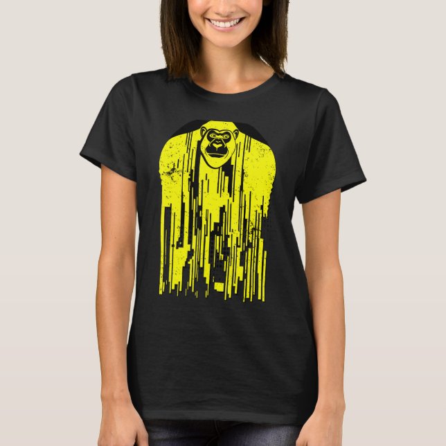 T-shirt Singe singe singe gris et jaune Abstrait G (Devant)