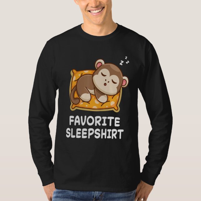 T-shirt Singe Singes Sieste Endormi Sommeil Pyjama Pyjamas (Devant)