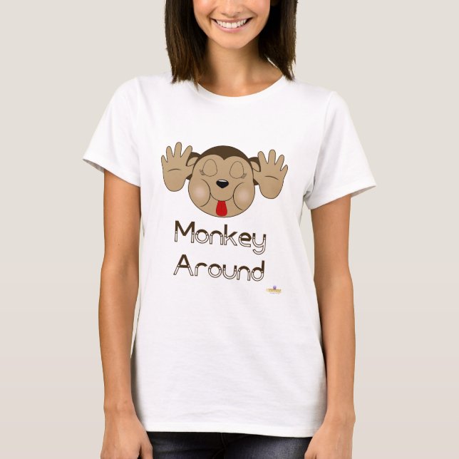 T-shirt Singe Sticking-Out Singe Langue Autour (Devant)