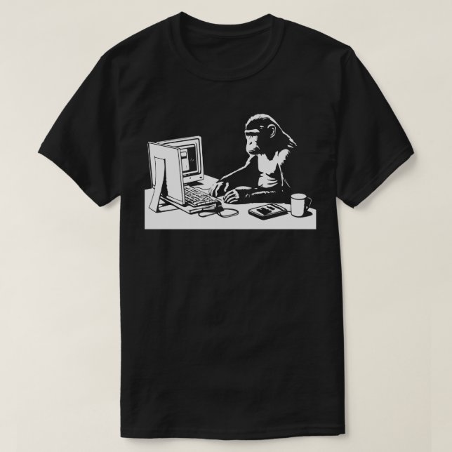 T-shirt singe sur l'ordinateur (Design devant)