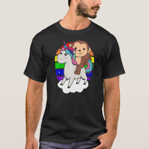 T-shirt Singe Sur Unicorn Rainbow Animaux Sweet Monkey Uni