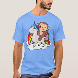 T-shirt Singe Sur Unicorn Rainbow Animaux Sweet Monkey Uni