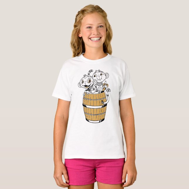 T-shirt Singe tribal de dessin animé (Devant entier)