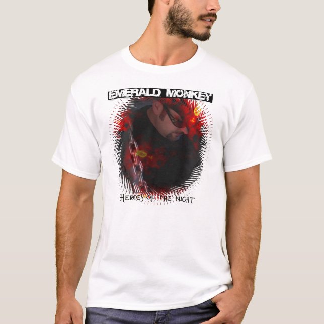 T-shirt Singe vert "héros pièce en t de nuit" (Devant)