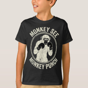T-shirt Singe voit singe frappe Boxe vintage gorille