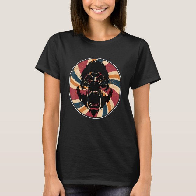 T-shirt Singe Zoo Animal Singe Rétro Gorille 1 (Devant)
