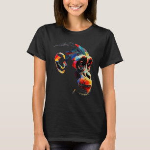 T-shirt Singe Zoo Coloré Singe Visage Polygone Animal Mo