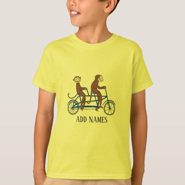 T-shirt Singes sur Vélo, ajouter du texte, Chemise (Devant)