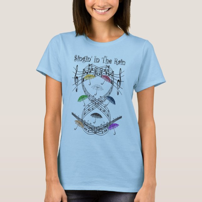 T-shirt ~ Singin de parapluies' dans le ~ d'échelle (Devant)