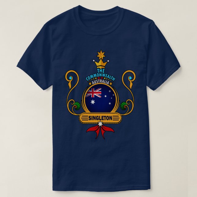 T-shirt Singleton ville Australian Flag Souvenir (Design devant)