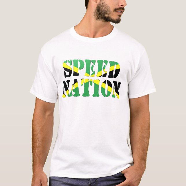 T-shirt Singulet jamaïcain de drapeau de nation de vitesse (Devant)