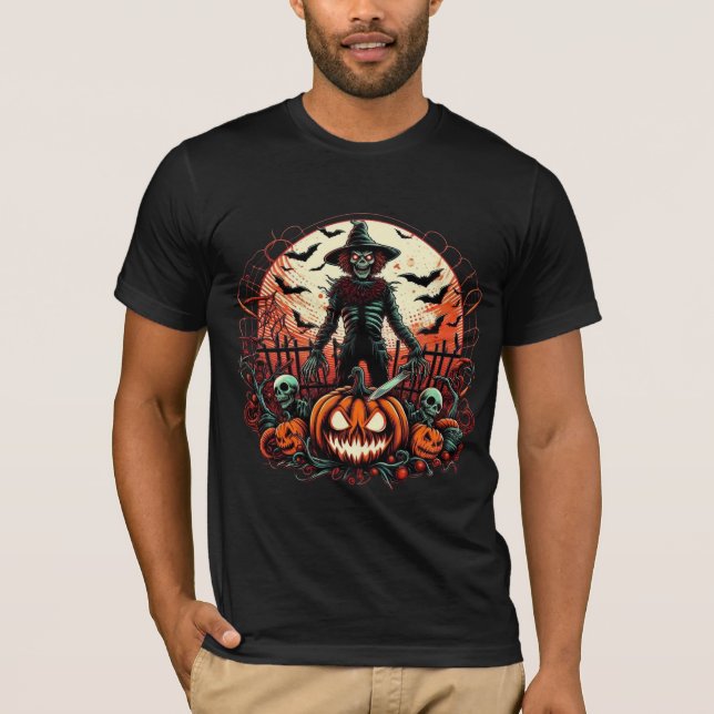 T-shirt Sinister Scarecrow Jack O Lantern Scary Halloween (Devant)