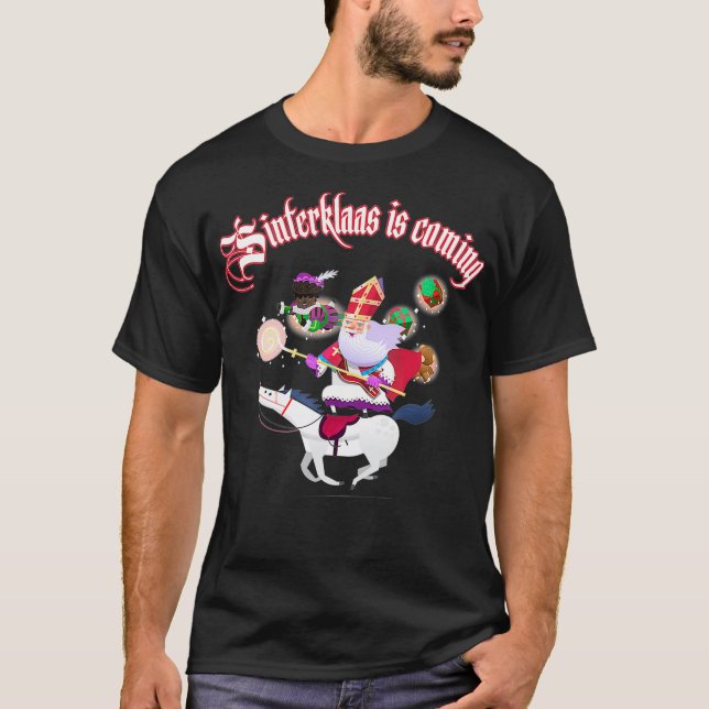 T-shirt Sinterklaas tenue de Noël zwart piet cadeau (Devant)