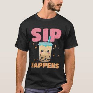 T-shirt Sip Happens Boba Kawaii Anime Ado de nouveauté Gir