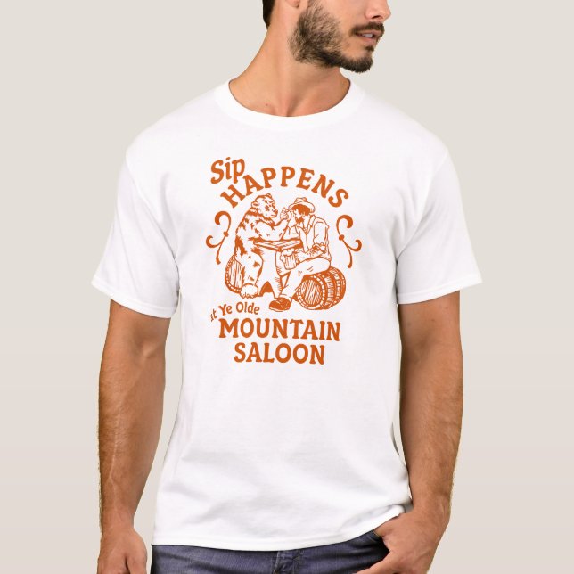 T-shirt "Sip Happens" Drôle Whiskey Boire Bear Bar Cadeau (Devant)