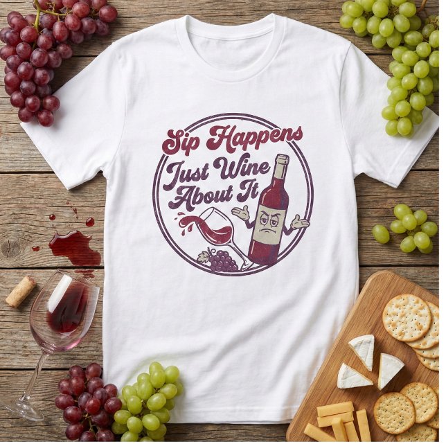 T-shirt Sip Happens Just Wine About It Funny Wine Pun (Créateur téléchargé)