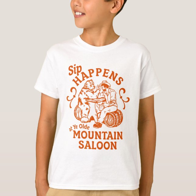 T-shirt Sip Happy Ye Olde Mountain Saloon Apres Party Sk (Devant)