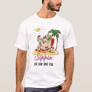 T-shirt Sippin' On Sun And Fun - Drôle Caricature Llama