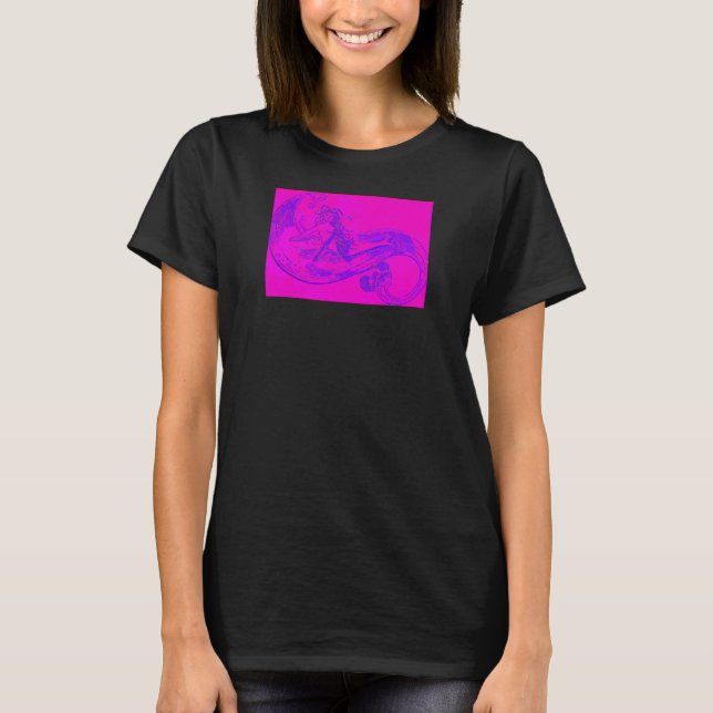 T-shirt sirène à vague rose (Devant)