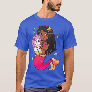 T-shirt Sirène afro-américaine avec bébé licorne