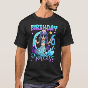 T-shirt Sirène Anniversaire Fille 6 Ans Sirène 6e Naissanc