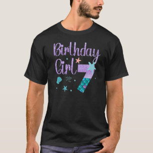 T-shirt Sirène Anniversaire Fille 7 Année Ancien C'est mon