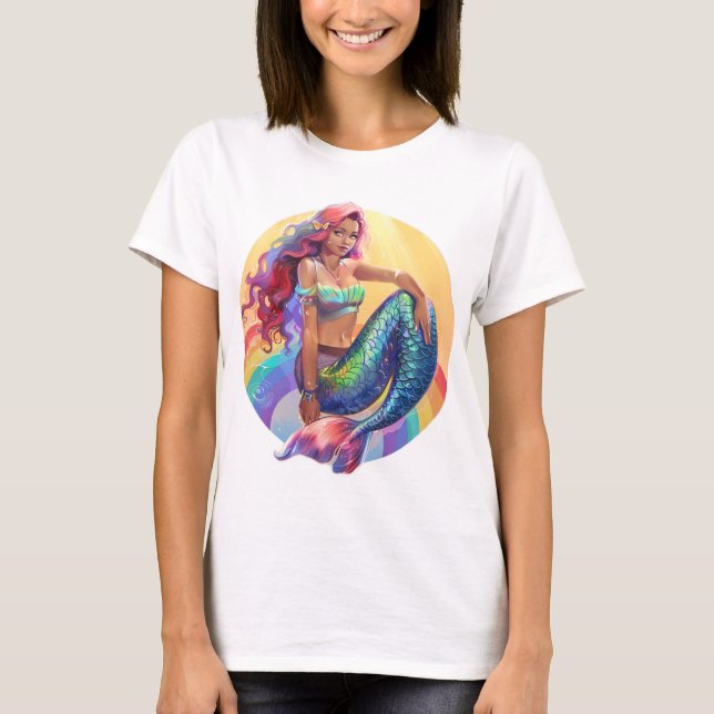 T-shirt Sirène arc-en-ciel (Devant)