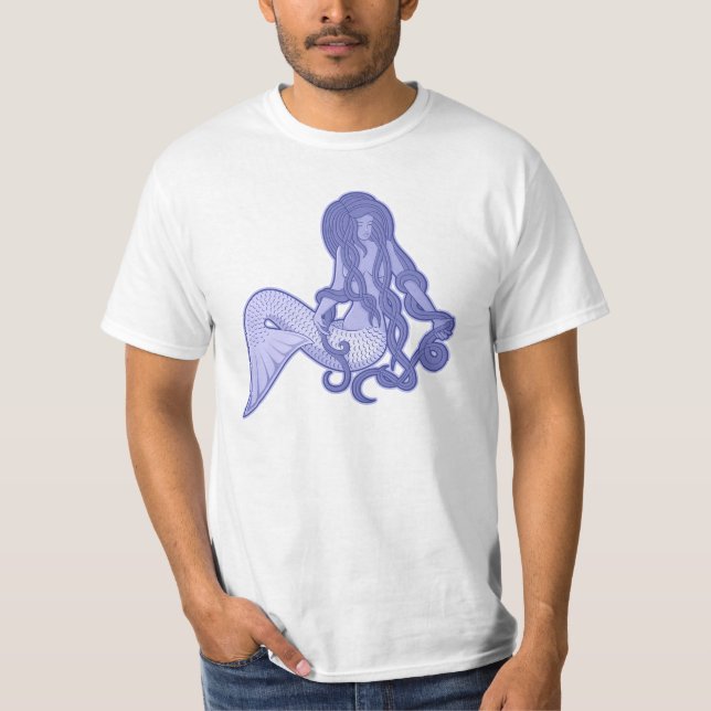 T-shirt Sirène assise bleue (Devant)