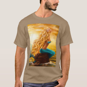 T-shirt Sirène au coucher du soleil dans la mer