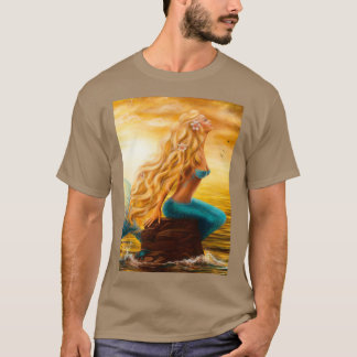T-shirt Sirène au coucher du soleil dans la mer