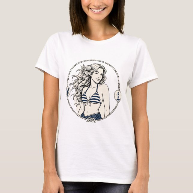 T-shirt Sirène avec homards (Devant)