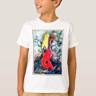 T-shirt sirène blonde en rouge