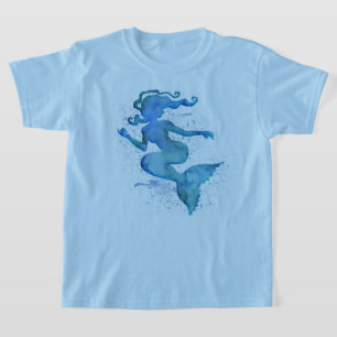 T-shirt Sirène d'aquarelle bleu