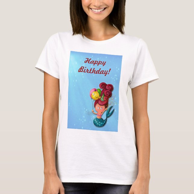 T-shirt Sirène de joyeux anniversaire (Devant)