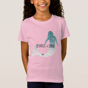 T-Shirt Sirène de Parties scintillant turquoise en argent