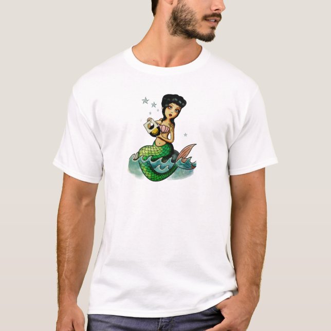 T-shirt Sirène de reggae de vieille école (Devant)