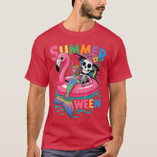 T-shirt Sirène de Summerween Squelette Plage Flamant Rose
