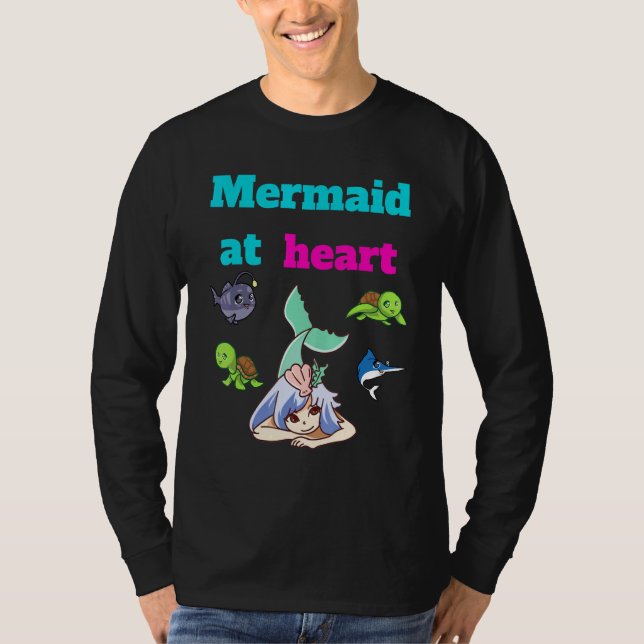 T-shirt Sirène En Mer De Coeur (Devant)