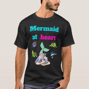 T-shirt Sirène En Mer De Coeur