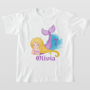 T-shirt Sirène Fille d'Anniversaire Personnalisée