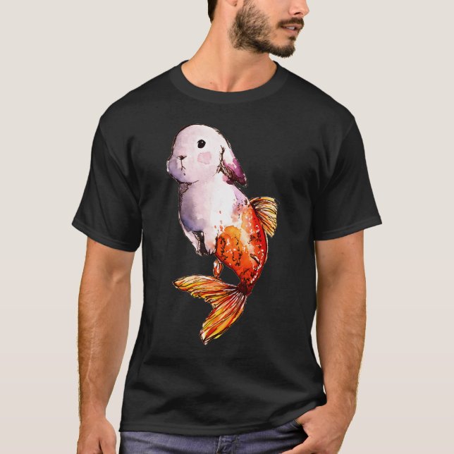 T-shirt Sirène Lapin Poisson Rouge (Devant)
