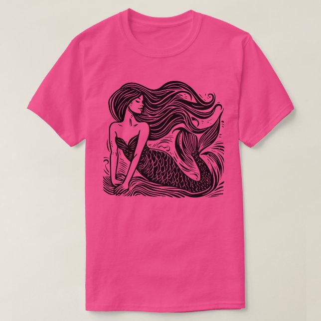 T-shirt Sirène Linocut (Design devant)