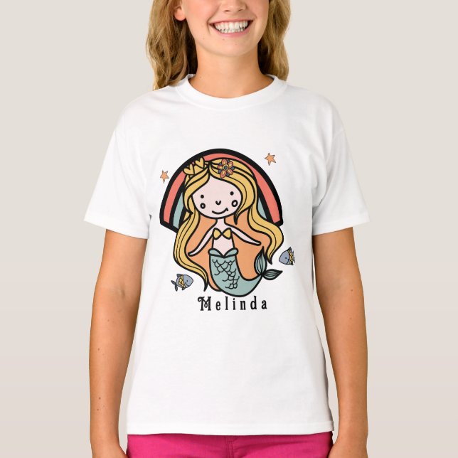 T-shirt Sirène mignonne scandinave fille personnalisée (Devant)