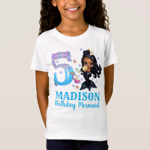 T-Shirt Sirène personnalisée 5e anniversaire pour filles