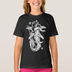 T-shirt Sirène Retro-Up Noir Et Blanc