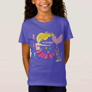 T-Shirt Sirène Rose Violet Féminin Sous Le Nom De La Mer