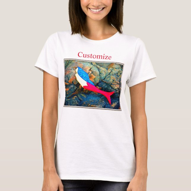 T-shirt Sirène rouge et bleu Thunder_Cove (Devant)