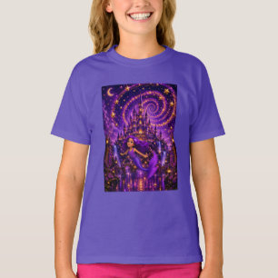 T-shirt Sirène Violette Étoile Spirale Château Fantastique